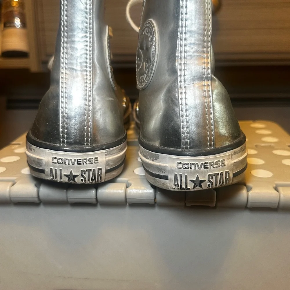Converse Metallic Silver High-Tops - Picture 3 of 4